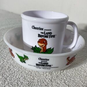 Vintage 1988 Cheerios Presents The Land Before Time Plastic Bowl & Mug Set